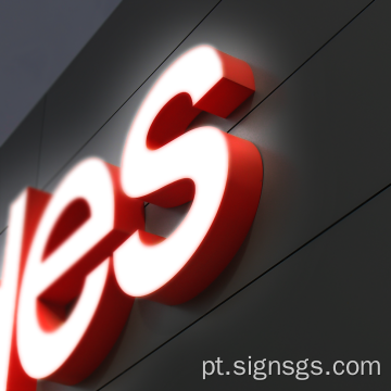 Letras LED com iluminação frontal para decoração de parede